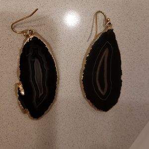 Genuine Black agate statements earrings
